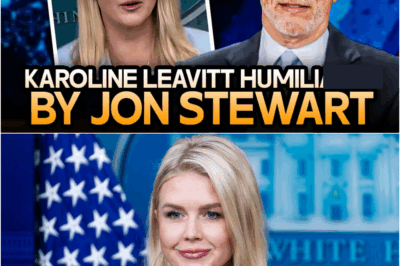 KAROLINE LEAVITT HUMILIATED BY JON STEWART — AND JUST DAYS LATER, SHE TOOK OFF HER CROSS NECKLACE. She finally ditched her signature necklace this week—right after Stewart torched her live on The Daily Show