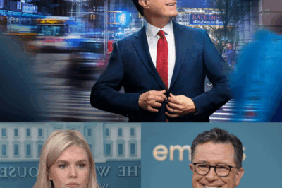 “You Wanted Airtime. Now You’ve Got a Legacy.” Karoline Leavitt stormed The Late Show… but Stephen Colbert had already laid the trap.  What started as a bold, calculated move from Leavitt quickly descended into on-air chaos. The moment she unleashed her first attack, the energy in the room shifted. This wasn’t just a guest segment—it was war. Just minutes in, the late-night stage turned into a cultural flashpoint. Producers scrambled. The broadcast faltered. But Colbert? Calm. Ready. Waiting. He responded with two perfectly timed, surgical counterpunches that stopped Karoline cold. “Is that all you’ve got?” That single line broke the room. Leavitt was left stunned, the audience roared, and the segment was cut short in a panic. The fallout? Instant. Viral. Unforgettable. A moment that redefined Colbert’s legacy—and possibly ended hers. What did Colbert say? How did Leavitt react off-air? And what does this mean for the future of political guests on live comedy shows?