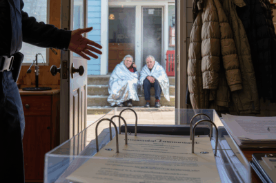 Cold on my cheeks… a wasp-buzzing bulb… something on the steps…
