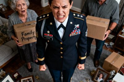 The morning after my soldier husband’s funeral, I returned home to find my in-laws changing the locks. “Blood family only. Your time here is over,” his father said, his voice like ice. I stood frozen as they stuffed my belongings into boxes. Then I met his cold stare and whispered, “You forgot one thing…”