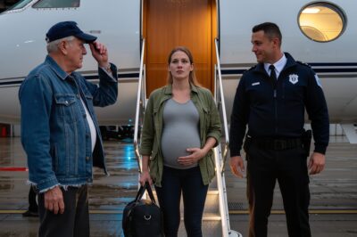 At eight months pregnant, I accidentally overheard my billionaire husband and his mother plotting to steal my baby right after birth. “She’ll think it was just a difficult delivery,” his mother whispered. Later, I discovered his go-bag with a fake passport, confirming my fears. Desperate, I called the only person who could protect me—my estranged father, a former spy. But when I tried to board a private jet to escape, a guard blocked my way. “Your husband bought this airline last night,” he sneered. “He’s waiting for you.”
