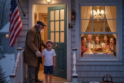 On Thanksgiving I made a surprise visit to my son’s house without notice. I found my grandson shivering outside, wearing only a T-shirt and shorts, in 10°C weather. Inside, the whole family was eating turkey at the table. I kicked open the door  and their faces turned pale…