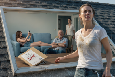 I was on my parents’ roof in the North Carolina heat when I looked through the window and saw a notarized will on my father’s desk—my name crossed out in red, every asset left to my younger sister. When I carried the folder into the living room, my mother smiled and said, “She’s delicate.” I looked at them both and answered, “If I’m an outsider in the will, I’m an outsider in the bills.”