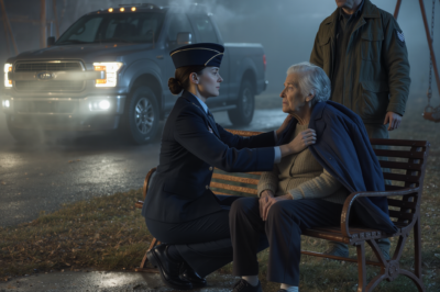 My mother texted, “Grandma is sleeping, honey,” while she sat under crystal lights with a glass of red wine—but a veteran called to say he’d found my grandmother freezing on a bench off Highway 17. By the time I walked into town hall in dress blues with a USB drive in my hand, my father’s speech about “family values” was already over.